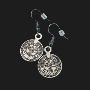 Silver Coin Dangle Earrings | Antique Style Gypsy Drop with Medallion Design